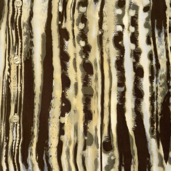 Bassiri Uomo USA Mens M Yellow Brown Striped Short Sleeve Button Up Shirt - Picture 3 of 6